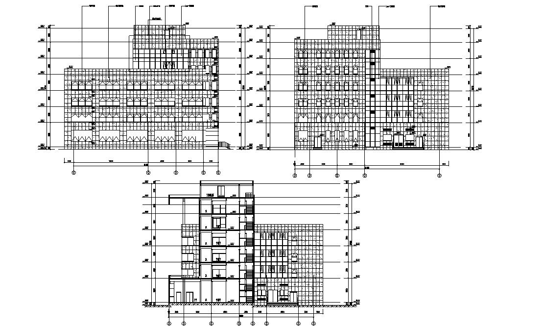 Modern Commercial Complex Elevation Designs AutoCAD File
