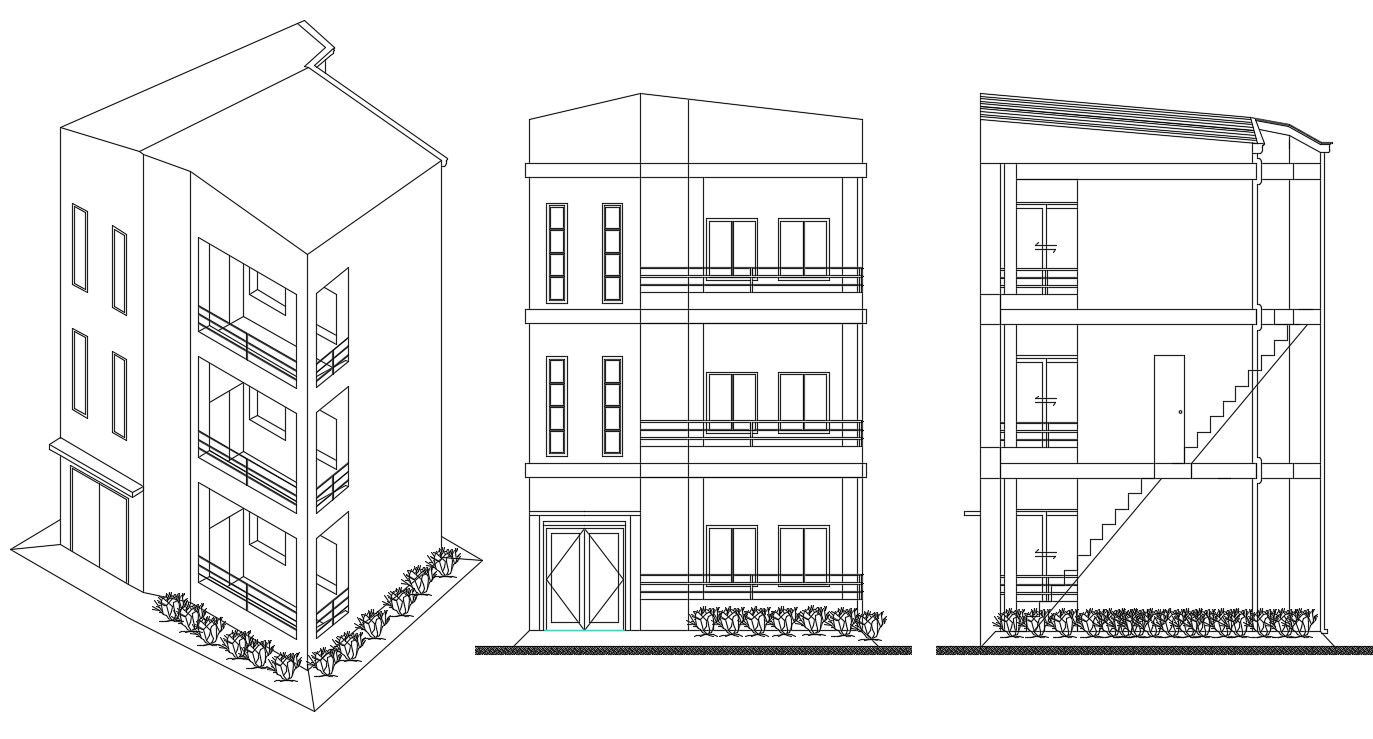 Modern Elevation Of Residential Building Free Download