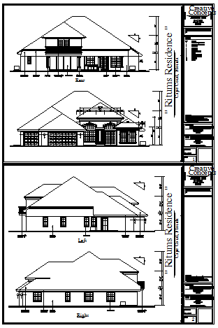 Modern Elevation design drawing of single family bungalow design drawing