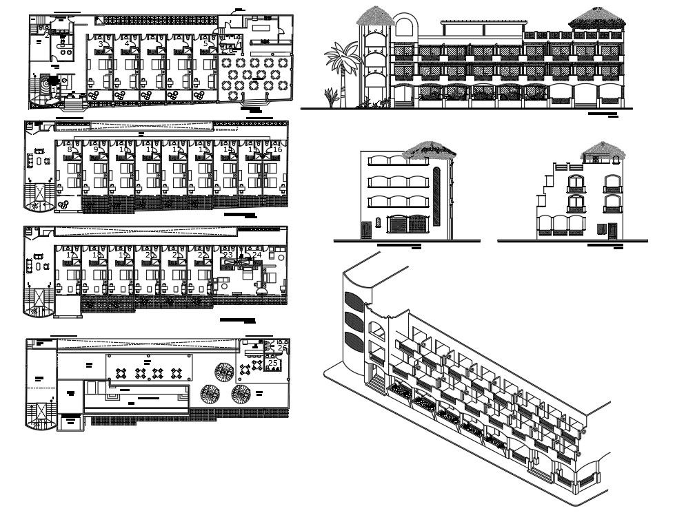 Modern Hotel Elevation In DWG File