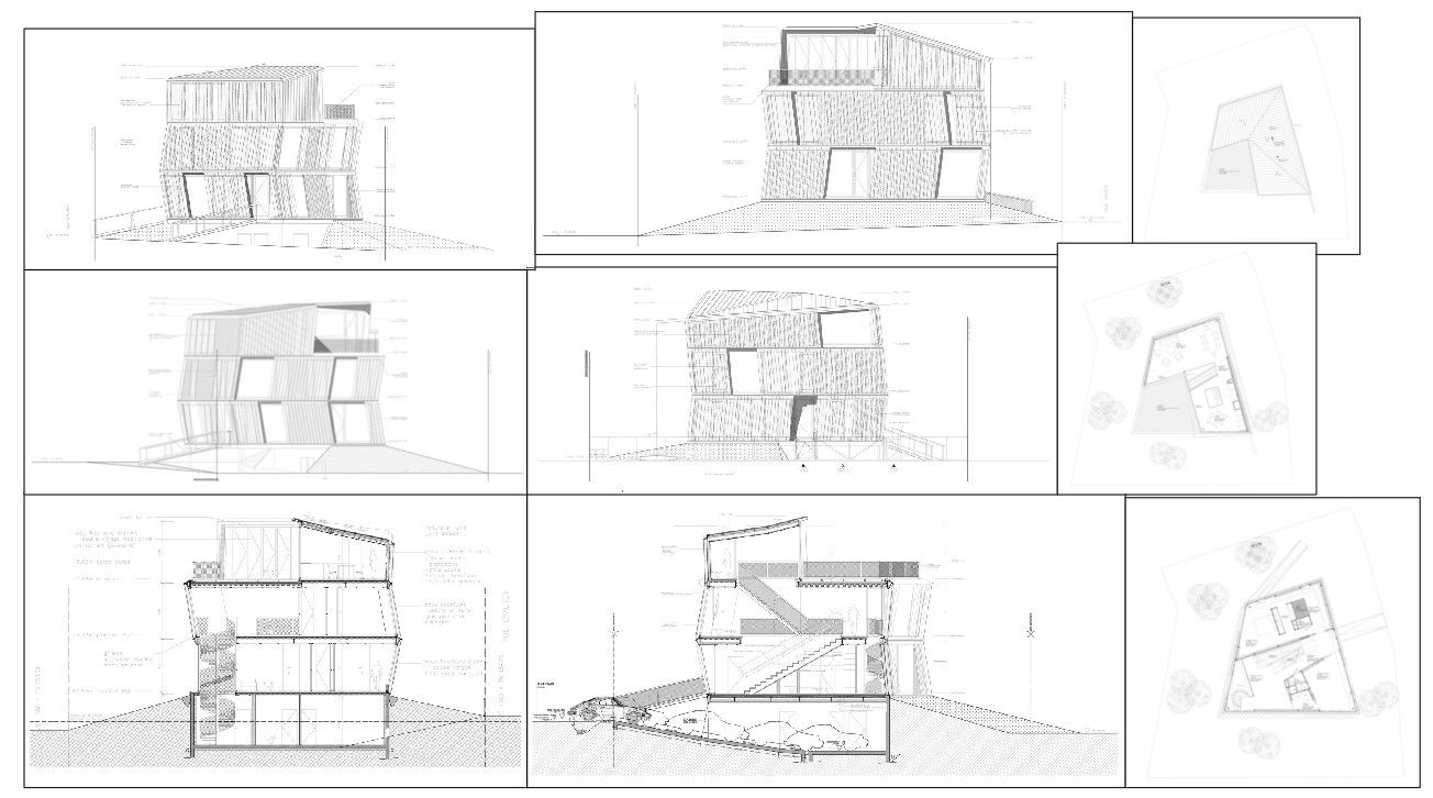 Modern House Building Project Plan DWG with Elevation Section Details