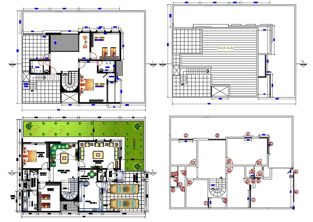 Modern House plan Project of AutoCAD file