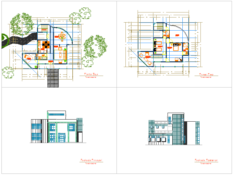 Modern House plan and elevation
