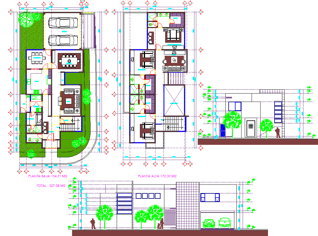 Modern House project detail dwg file