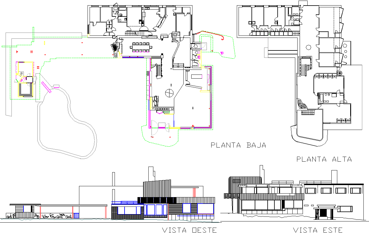 Modern Residence Project detail view dwg file