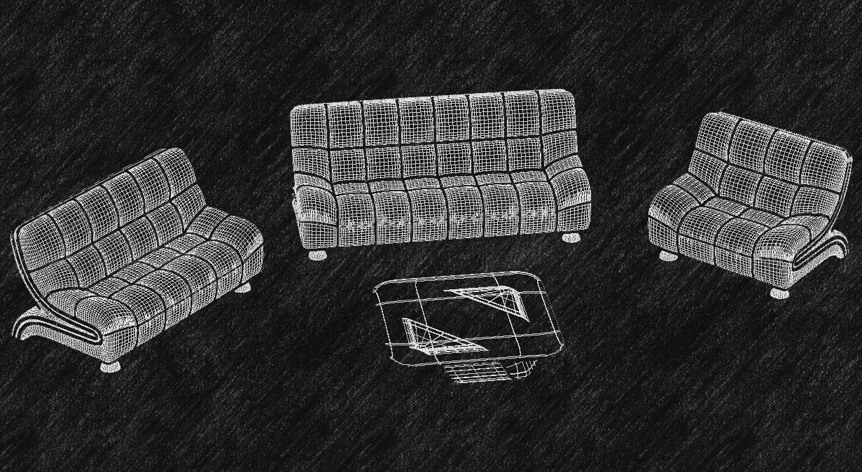 Modern Sofa With Center Table 3D Model Free Download