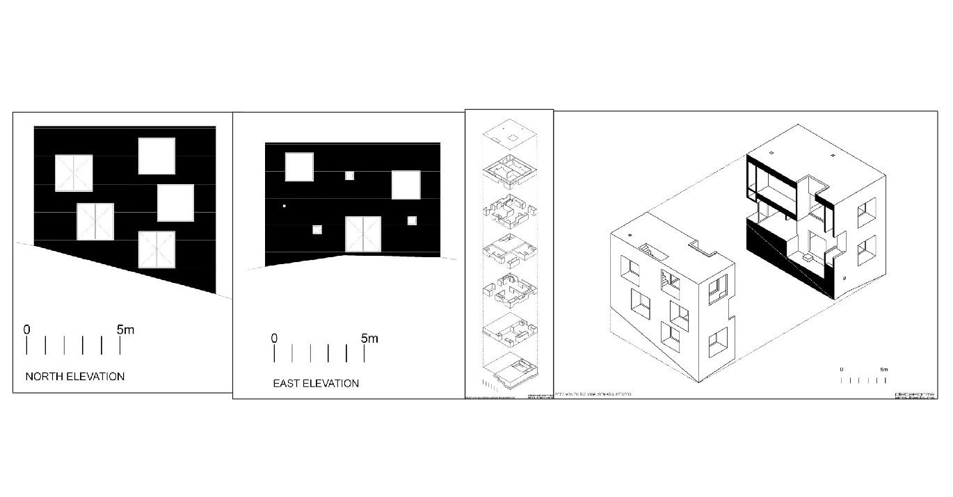 Modern Villa Elevation Section Design DWG with Layout and Rooms