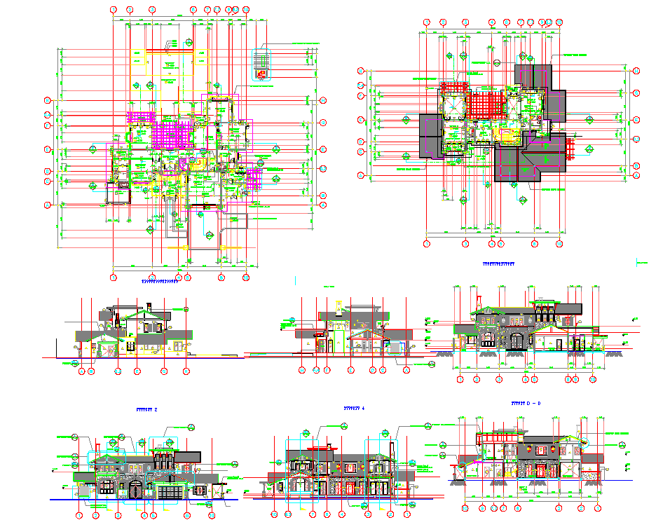 Modern Villa project detail view autocad file