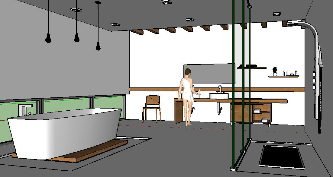 Modern bathroom 3d model and interior details skp file