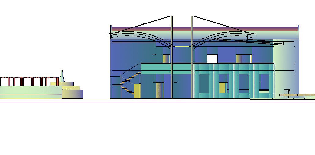 Modern club house building 3d model cad drawing details dwg file