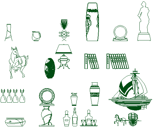 Modern decorative elements of garden common blocks dwg file