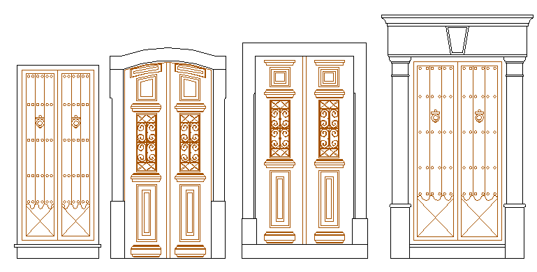 Modern door design architecture project dwg file