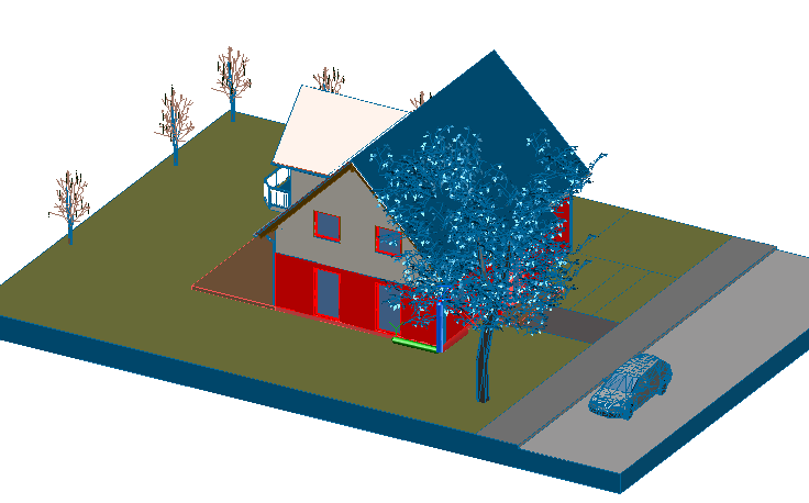Modern house 3D view design dwg file