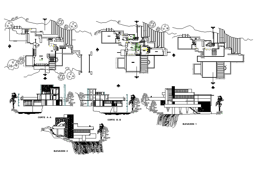 Modern house architecture design and detail in Autocad files