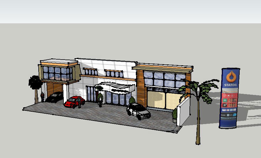 Modern luxuries bungalow exterior model 3d cad drawing details skp file