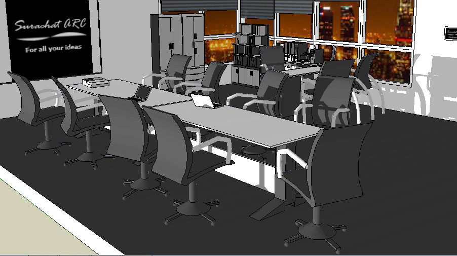 Modern office 3d model cad drawing details skp file