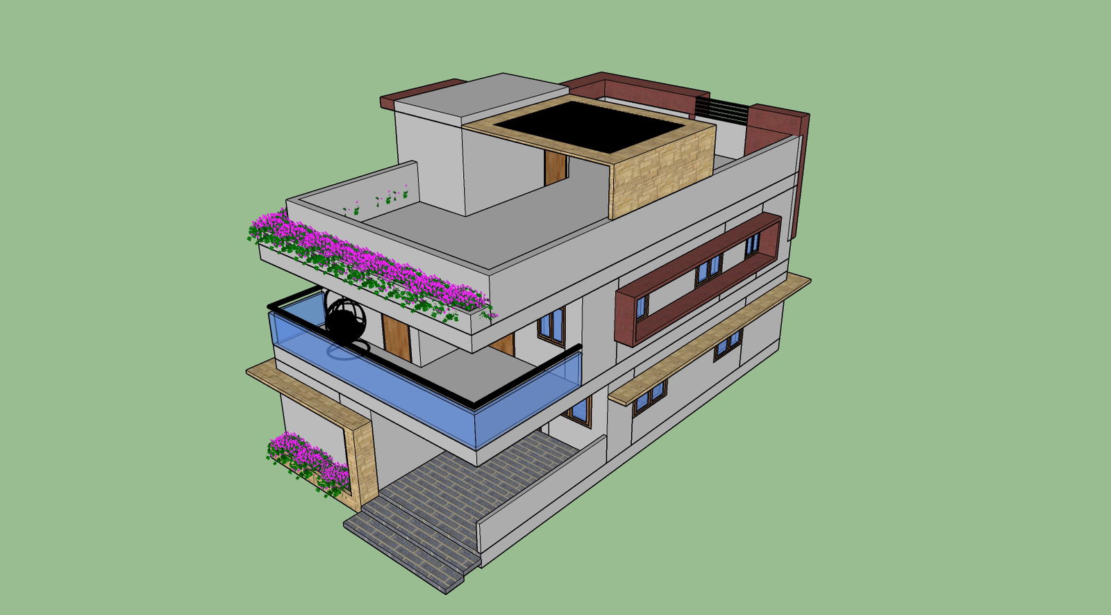 Modern Bungalow House 3D PDF with Residential CAD Layout File