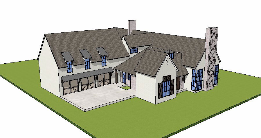 Modern residential bungalow 3d drawing details rvt file