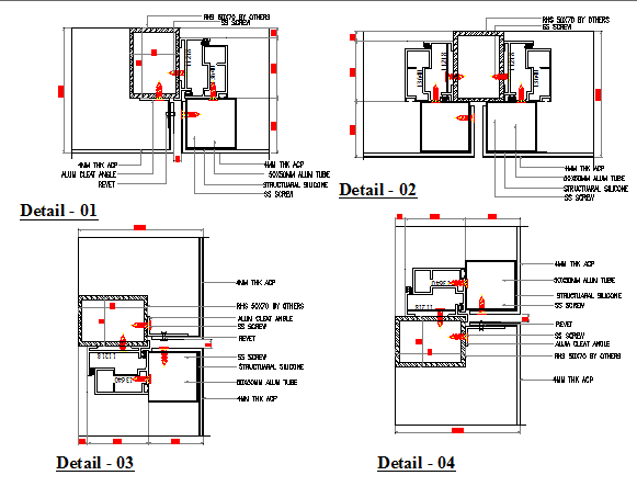 Modern single door installation details of office dwg file