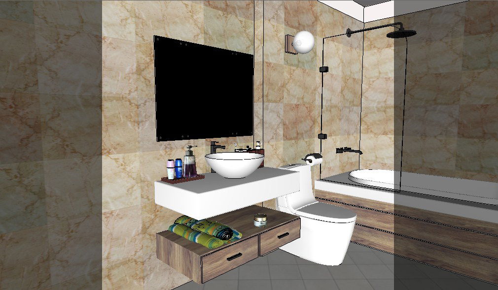 Modern toilet and bathroom 3d model cad drawing details skp file