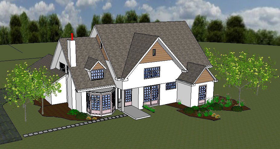 Modern two-story 3d bungalow cad drawing details skp file