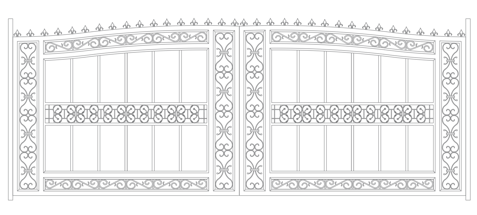 Modern 2D Design for Main Gate In AutoCAD DWG File