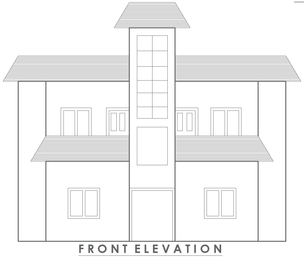 Modern 2D House Front Elevation Plan AutoCAD DWG File