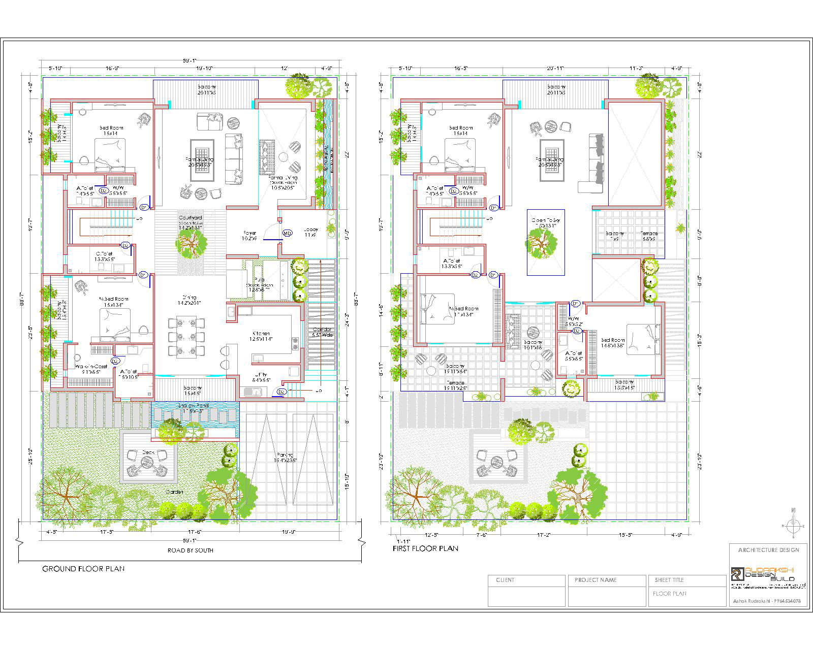 Modern 4BHK Residence House Plan Download DWG File