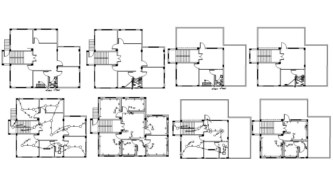 Modern Bungalow Electrical And Plumbing Plan CAD Drawing