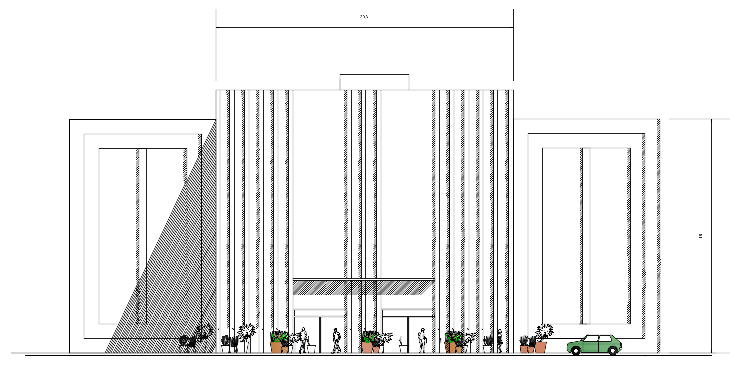 Modern Commercial building cad drawing is given in this cad file. Download this cad file now.