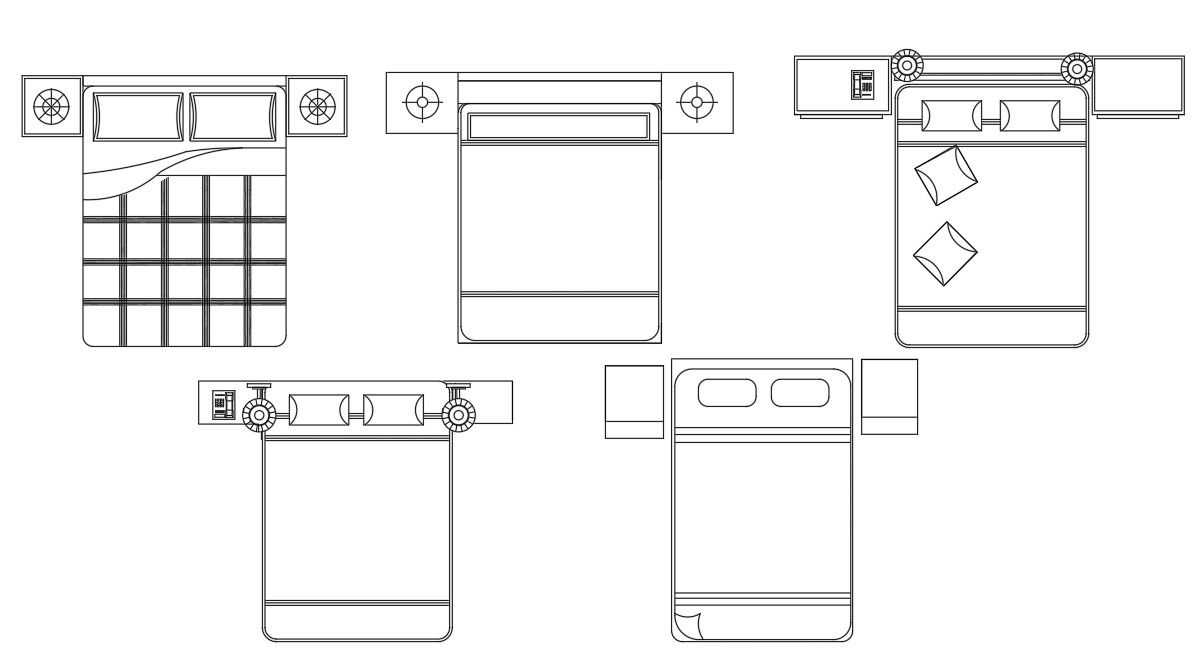 Modern Double Bed CAD Blocks Drawing in DWG for AutoCAD Use
