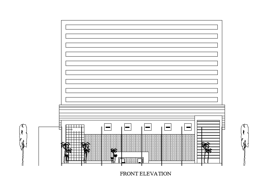 Modern Elevation Of Huge Shopping Center separated Drawing in this AutoCAD File. Download this 2d AutoCAD drawing file.