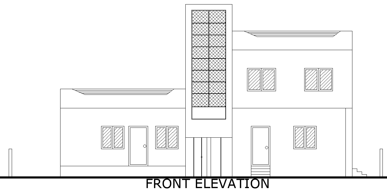 AutoCAD DWG Layout Modern House Front Elevation Design Plan