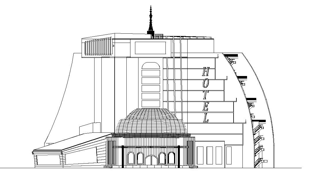 Modern Hotel Elevation Design Download DWG File