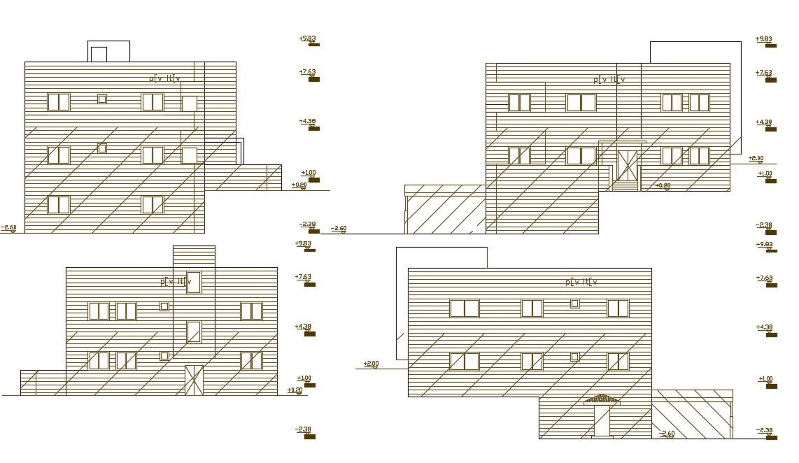 Modern House Building Elevation Design AutoCAD File