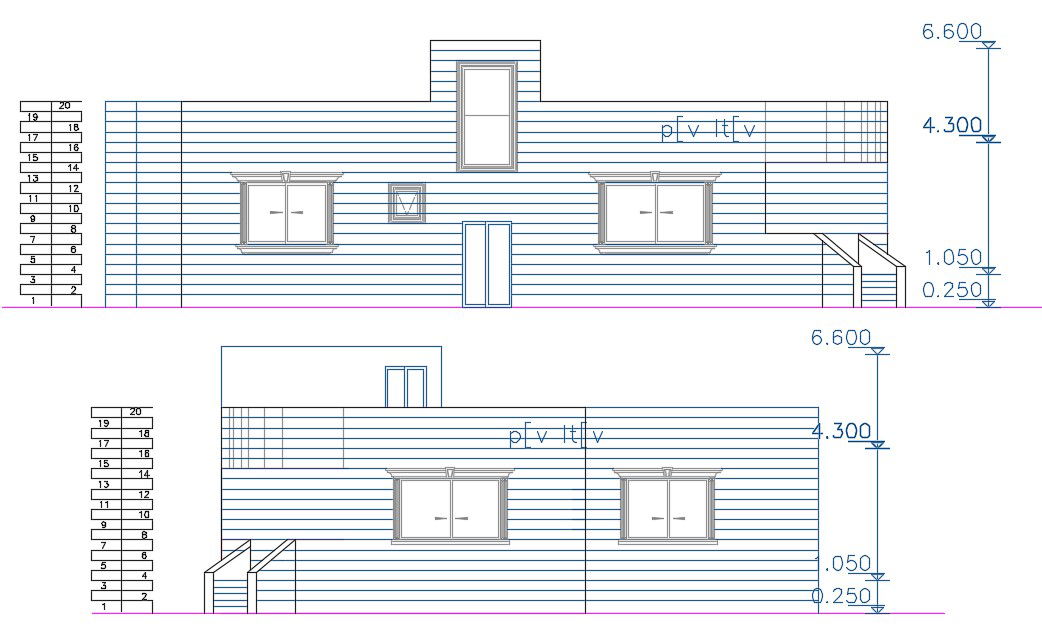 Modern House Building Elevation Design CAD File