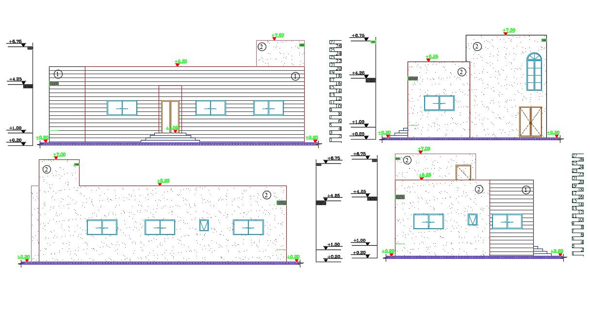 Modern House Building Elevation Design DWG File