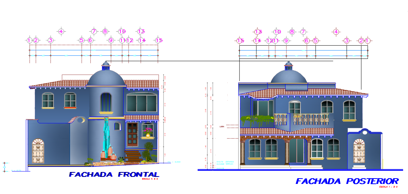 Modern House Building Elevation Design Download DWG File