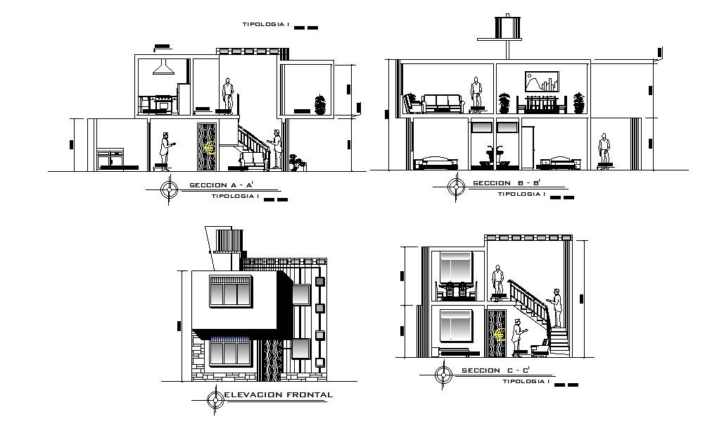 Modern House Building Sectional Elevation Design Download DWG File