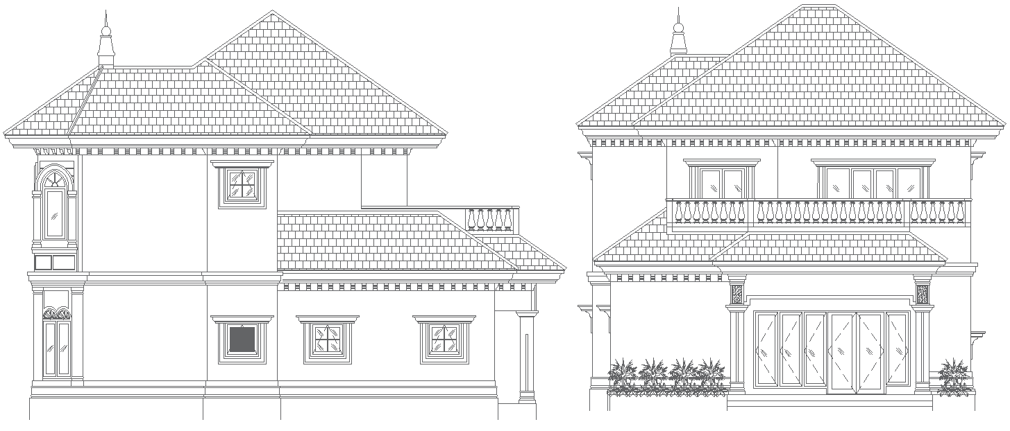 DWG Design of Modern House Elevation in AutoCAD Format