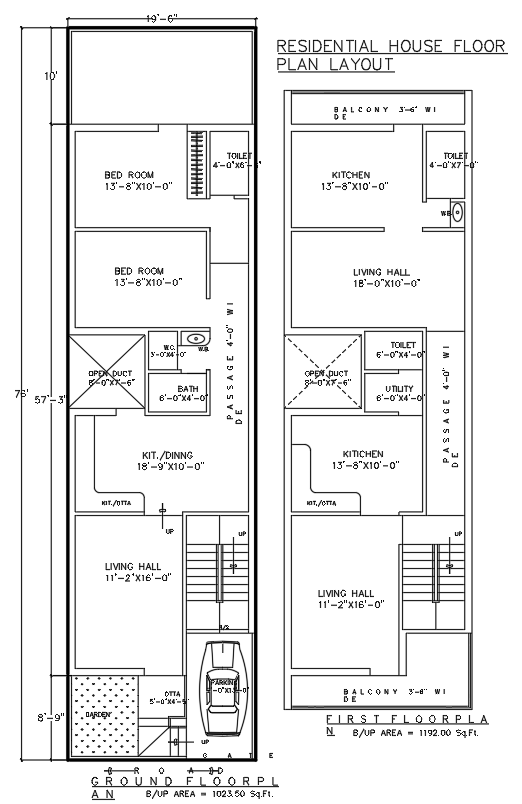 Modern two-story house plan with complete DWG File design