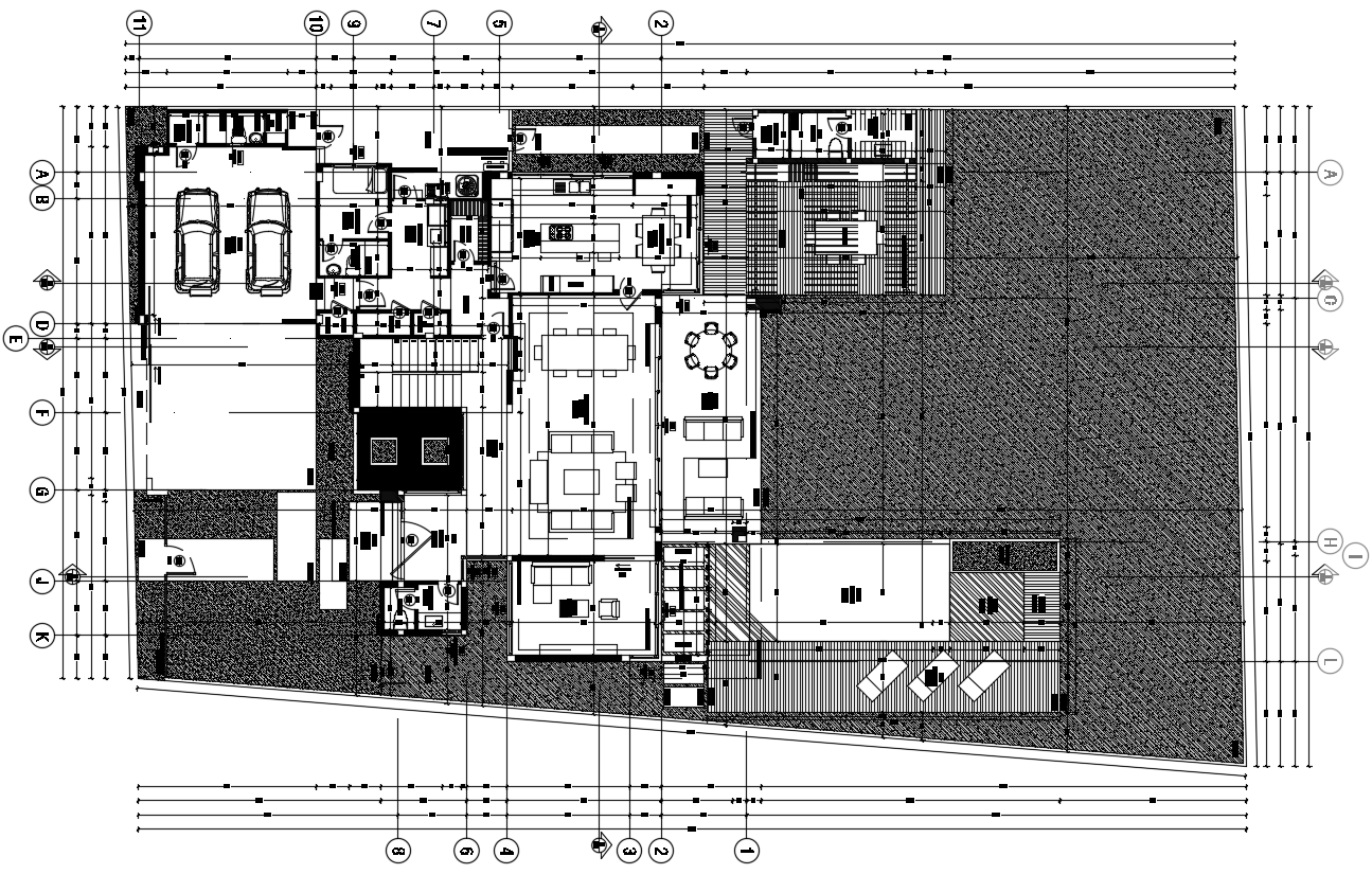 Modern Swimming Pool House Layout CAD Drawing DWG File