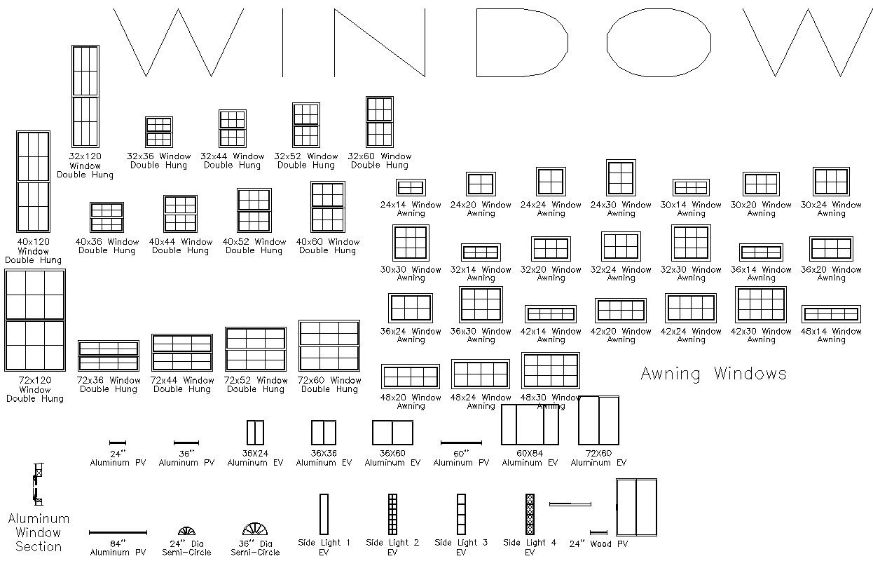 Modern Window cad blocks