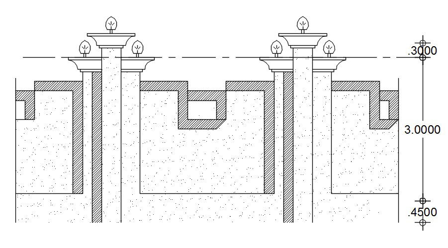 Modern boundary wall design in detail AutoCAD drawing, dwg file, CAD file