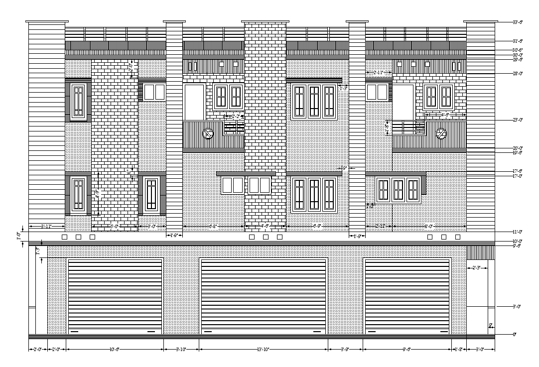 Modern building elevation cad drawing is given in this cad file. Download this cad file now.