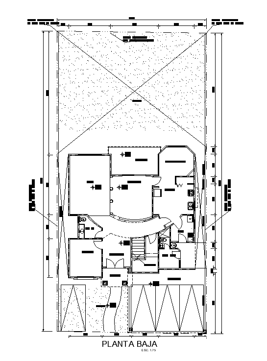 Modern building ground floor cad drawing is given in this cad file. Download this cad file now.