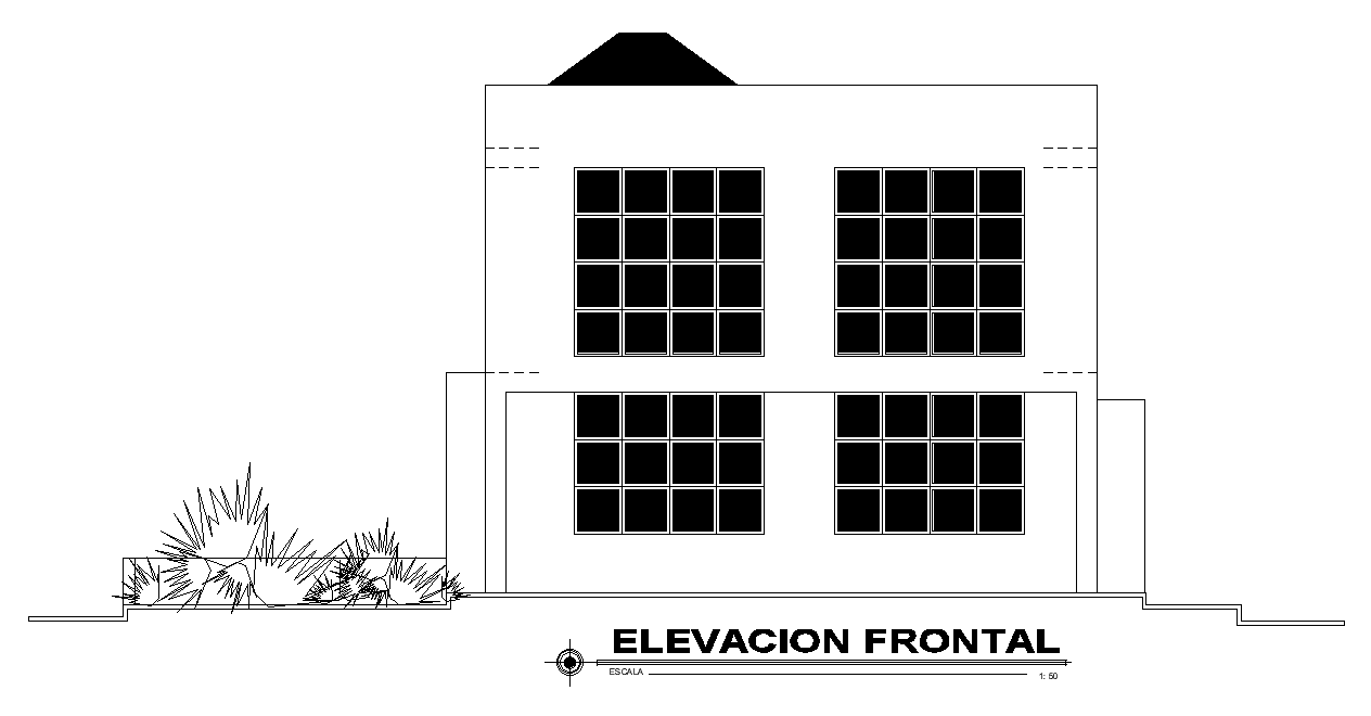 Modern building side view cad drawing is given in this cad file. Download this cad file now.