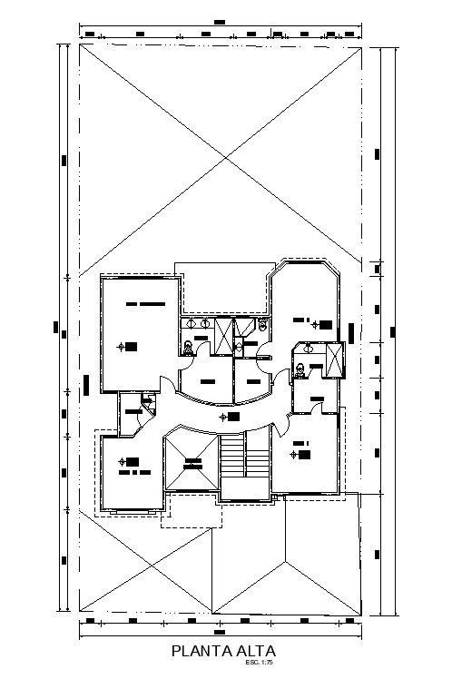 Modern bungalow cad drawing is given in this cad file. Download this 2d cad file now.