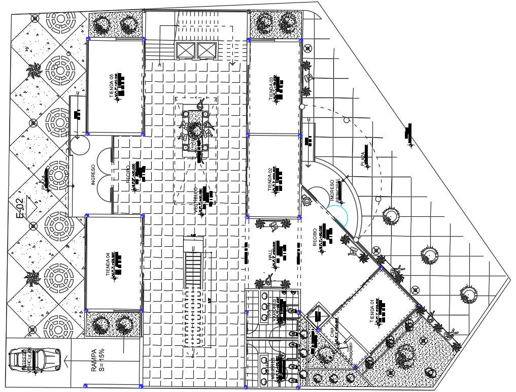 Modern commercial complex cad drawing is given in this cad file. Download this cad file now.