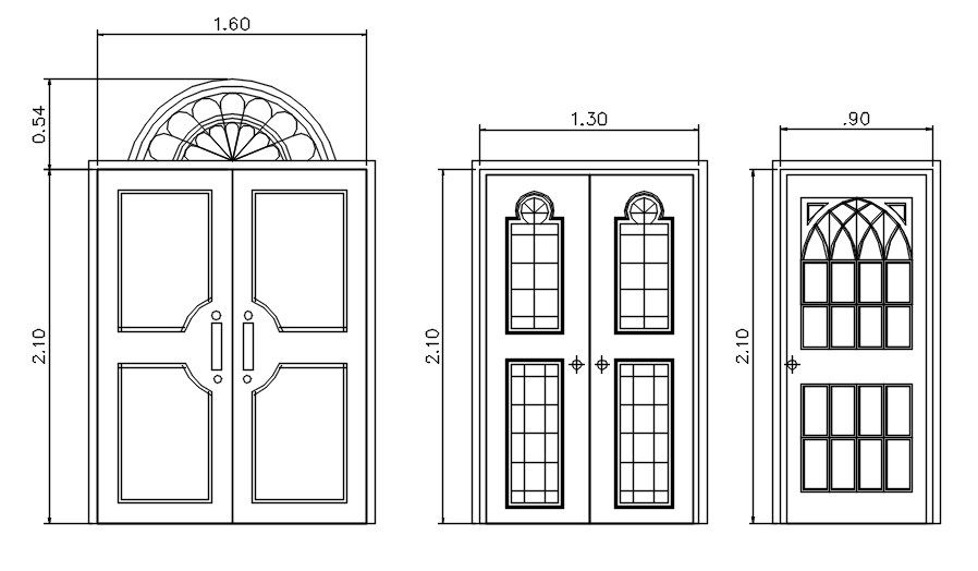 Modern doors design in detail AutoCAD drawing, CAD file, dwg file